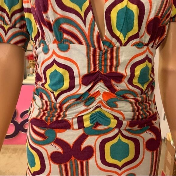 T-bagsāButtonāSleeveāRuchedĀ WaistāRayonāDressāXS - Picture 4 of 8